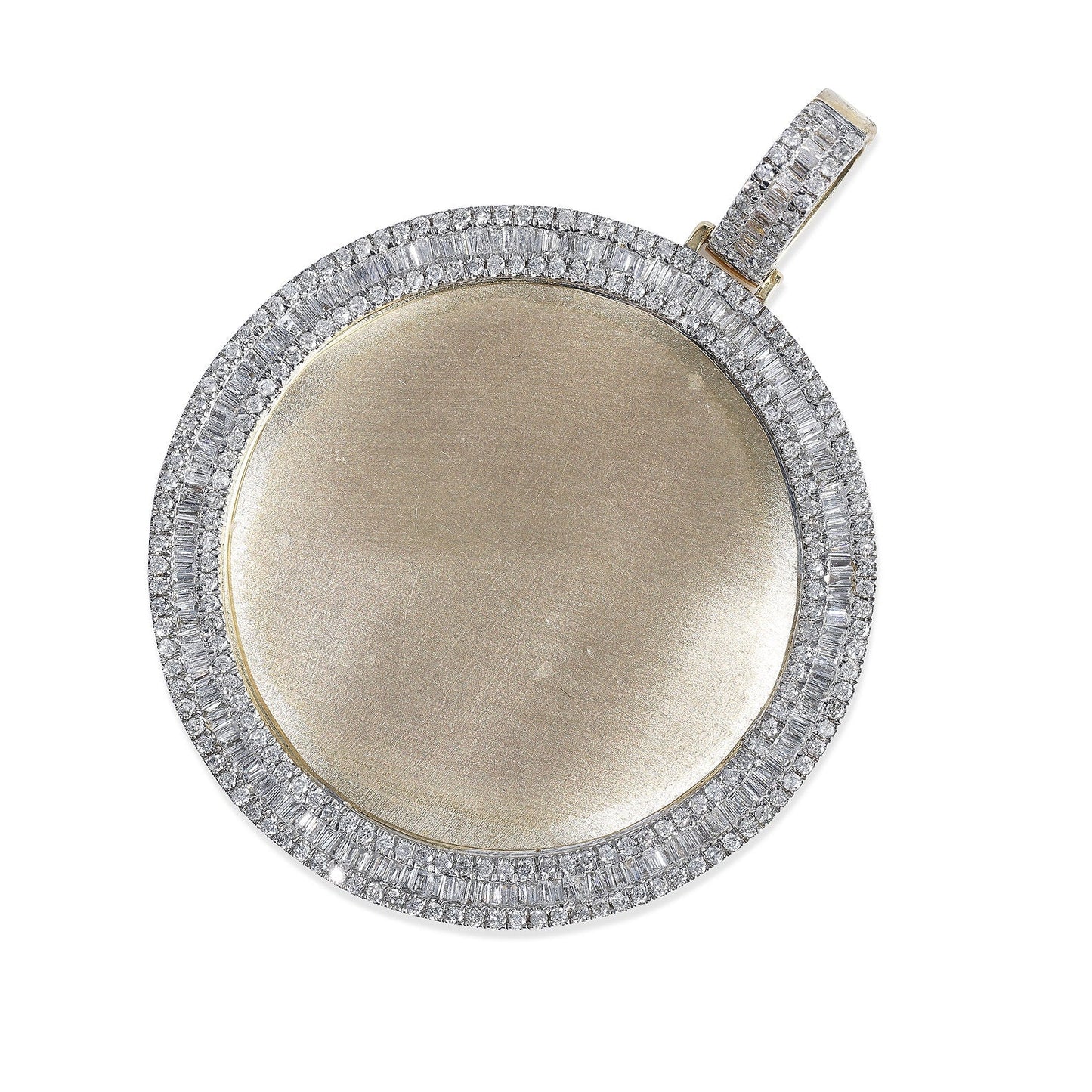 10K GOLD ROUND and BAGUETTE DIAMOND MEMORIAL PENDANT