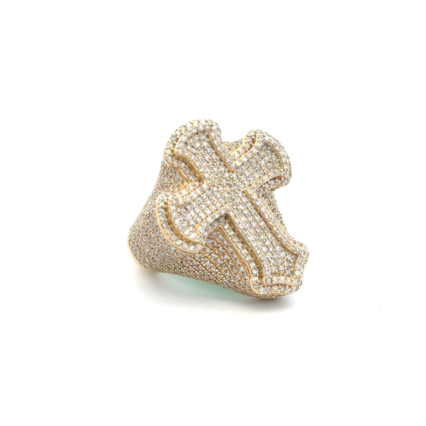 YELLOW GOLD DIAMOND CROSS RING