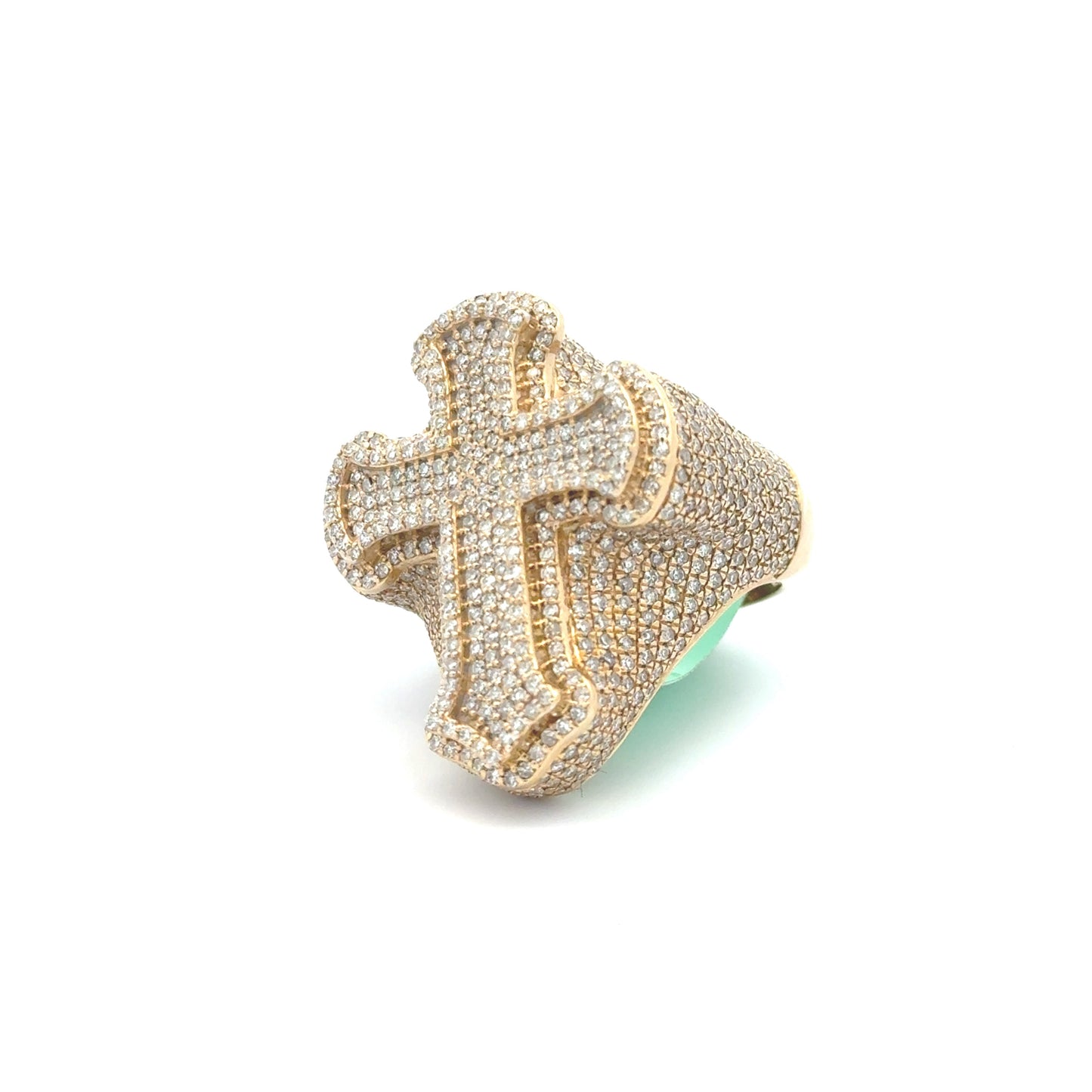 YELLOW GOLD DIAMOND CROSS RING