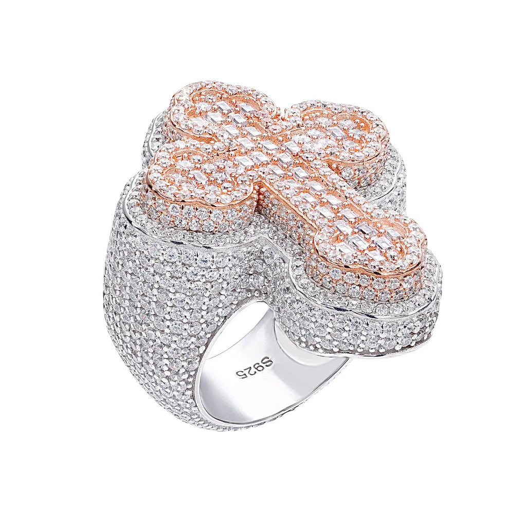 2 TONE 3D CROSS RING