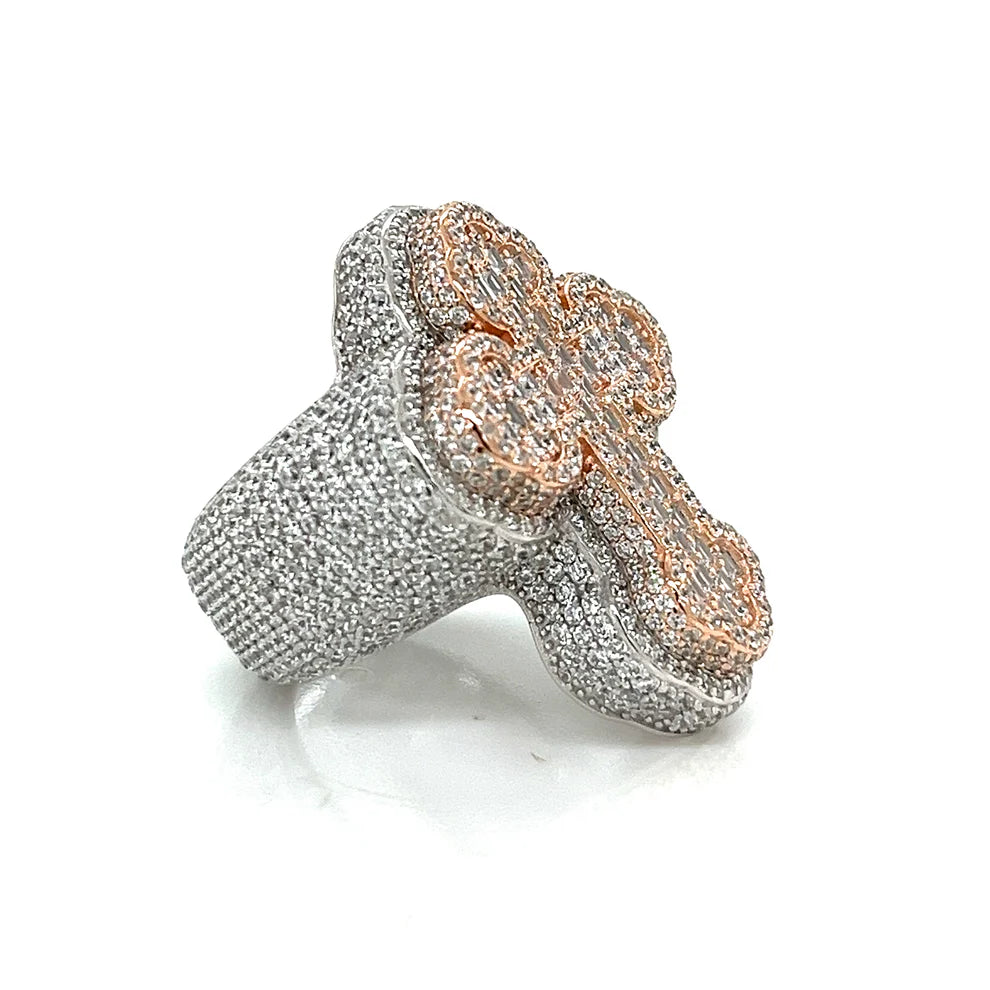 2 TONE 3D CROSS RING