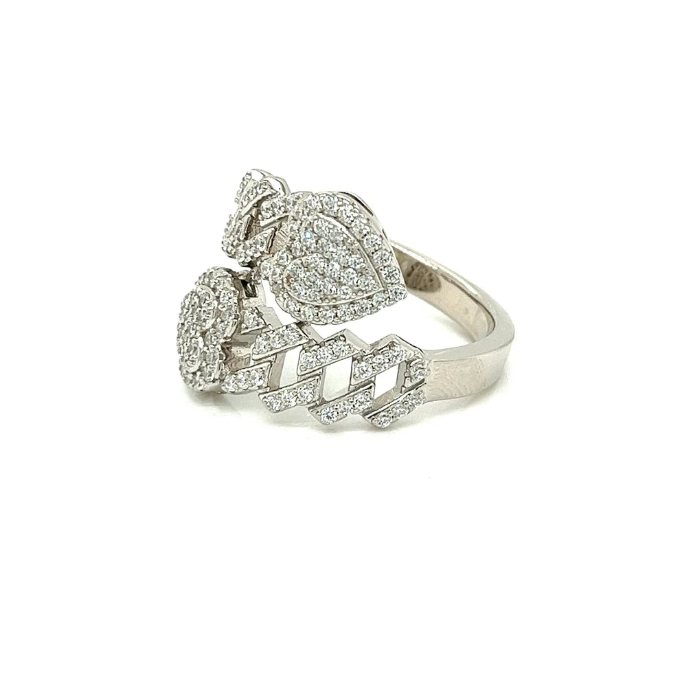 CUBAN LINK BANLE HEART RING