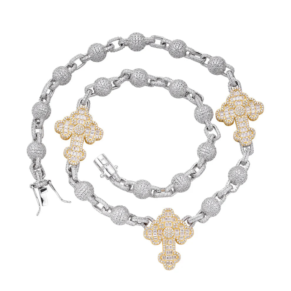 10MM CROSSES & BEADS CHAIN