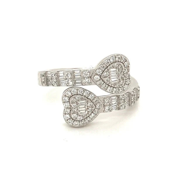 DOUBLE HEART BANGLE RING