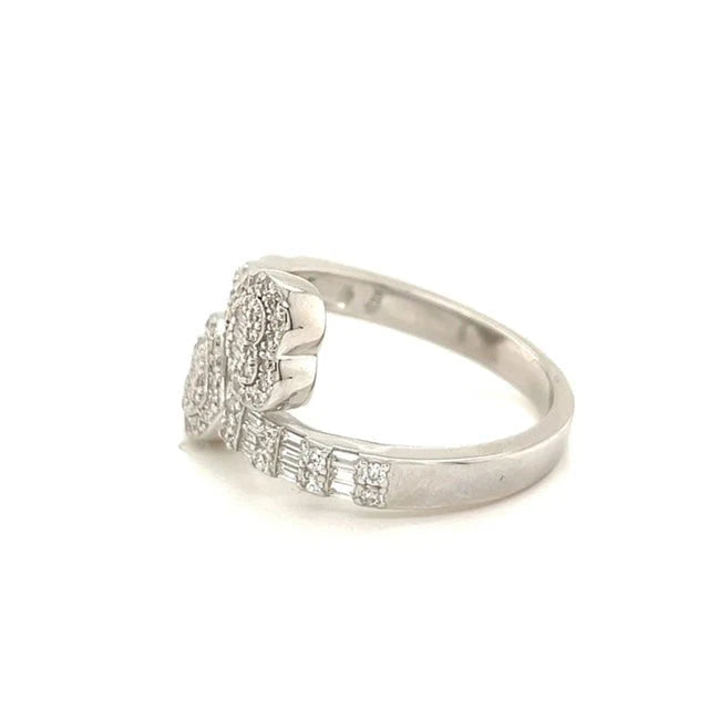 DOUBLE HEART BANGLE RING