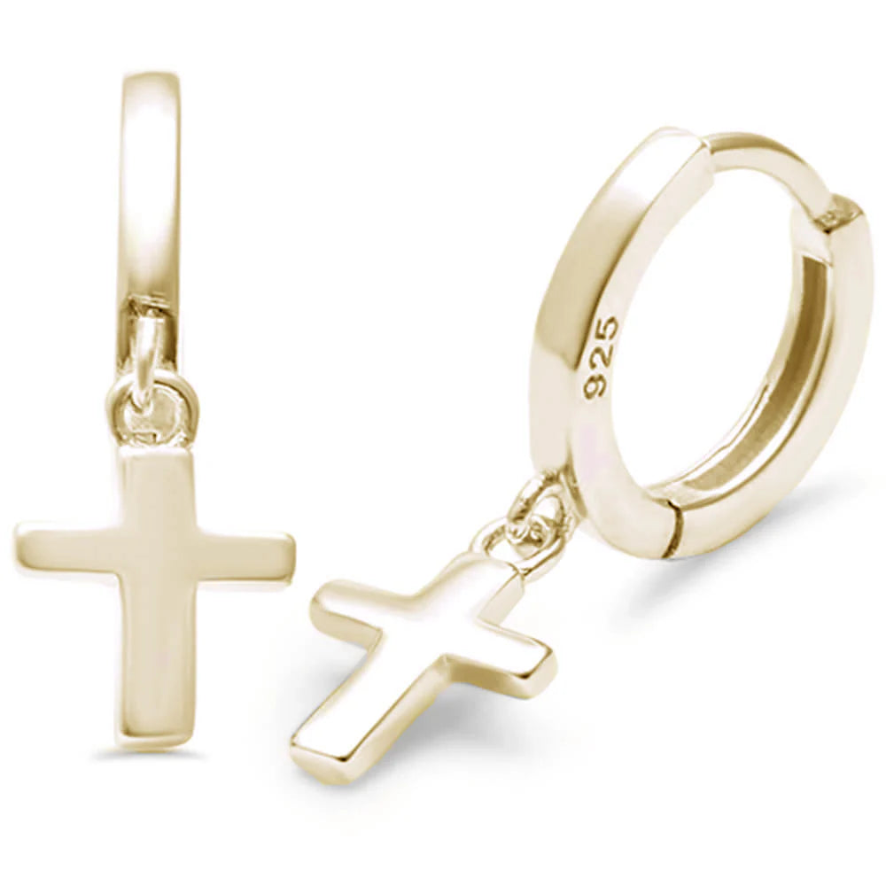 GOLD HOOP CROSS EARRINGS