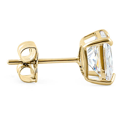 GOLD 4MM PRINCESS CUT STUDS