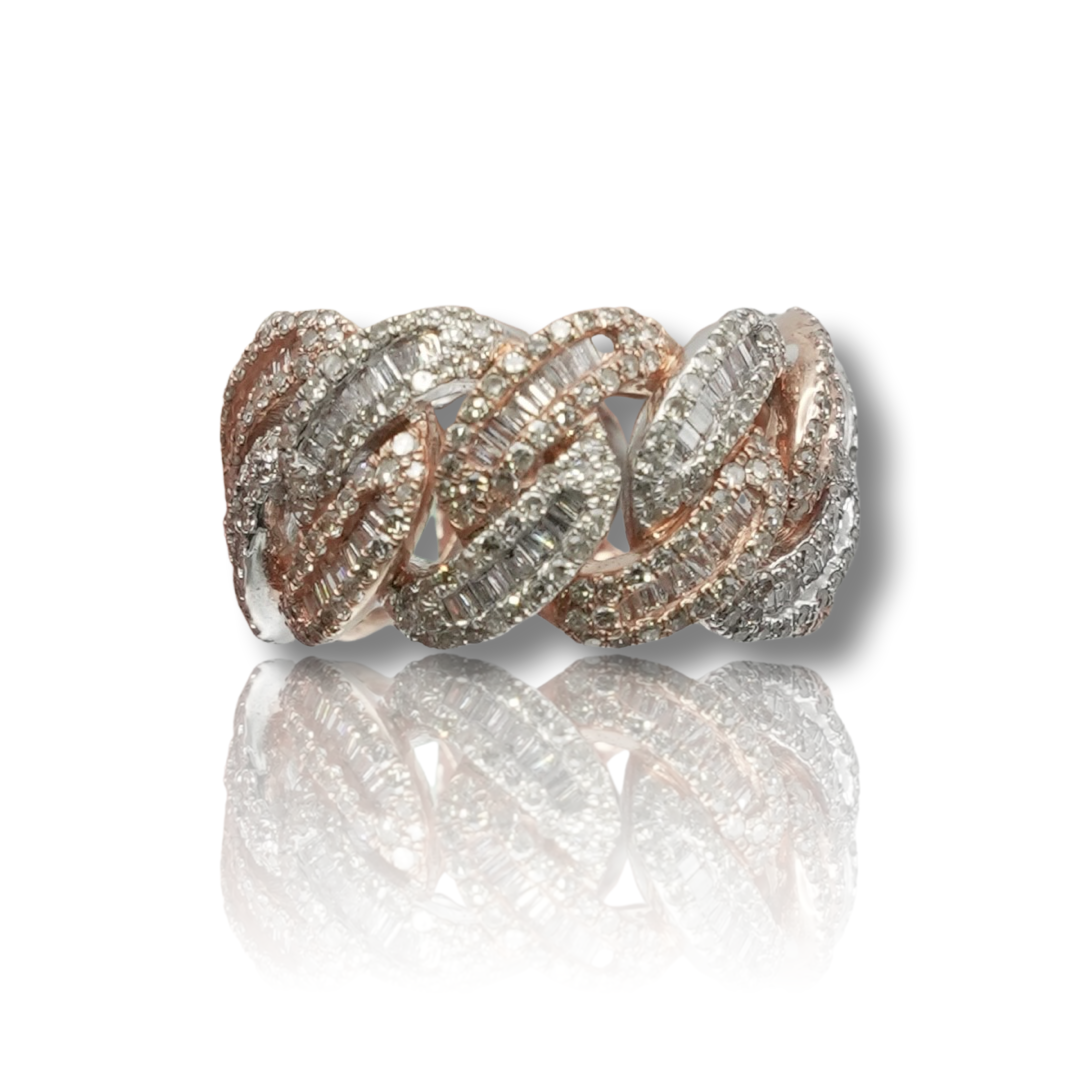 2 TONE ETERNITY CUBAN DIAMOND RING