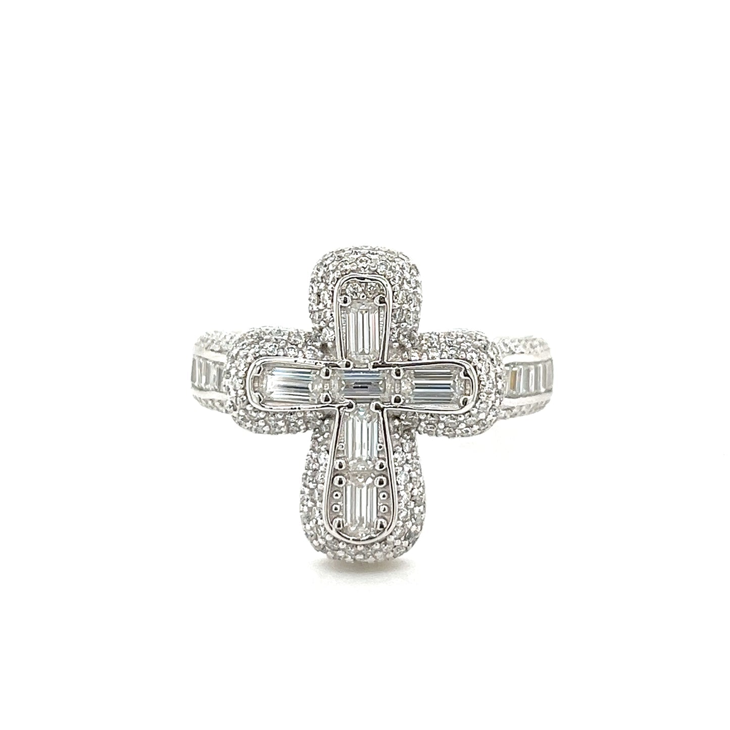 BIG BAGUETTE CROSS RING