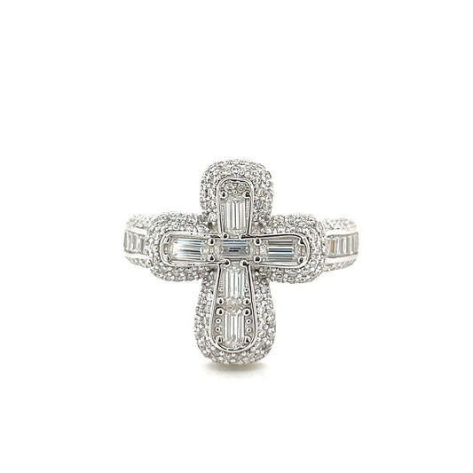 BIG BAGUETTE CROSS RING