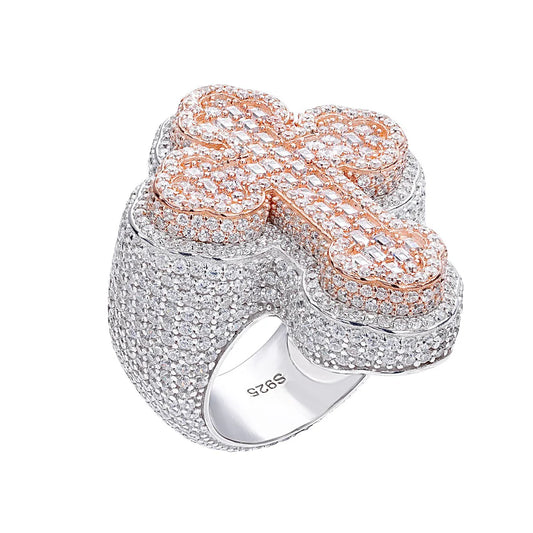 2 TONE 3D CROSS RING