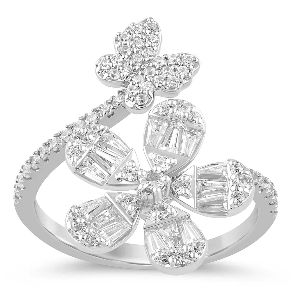 BAGUETTE DIAMOND FLOWER RING