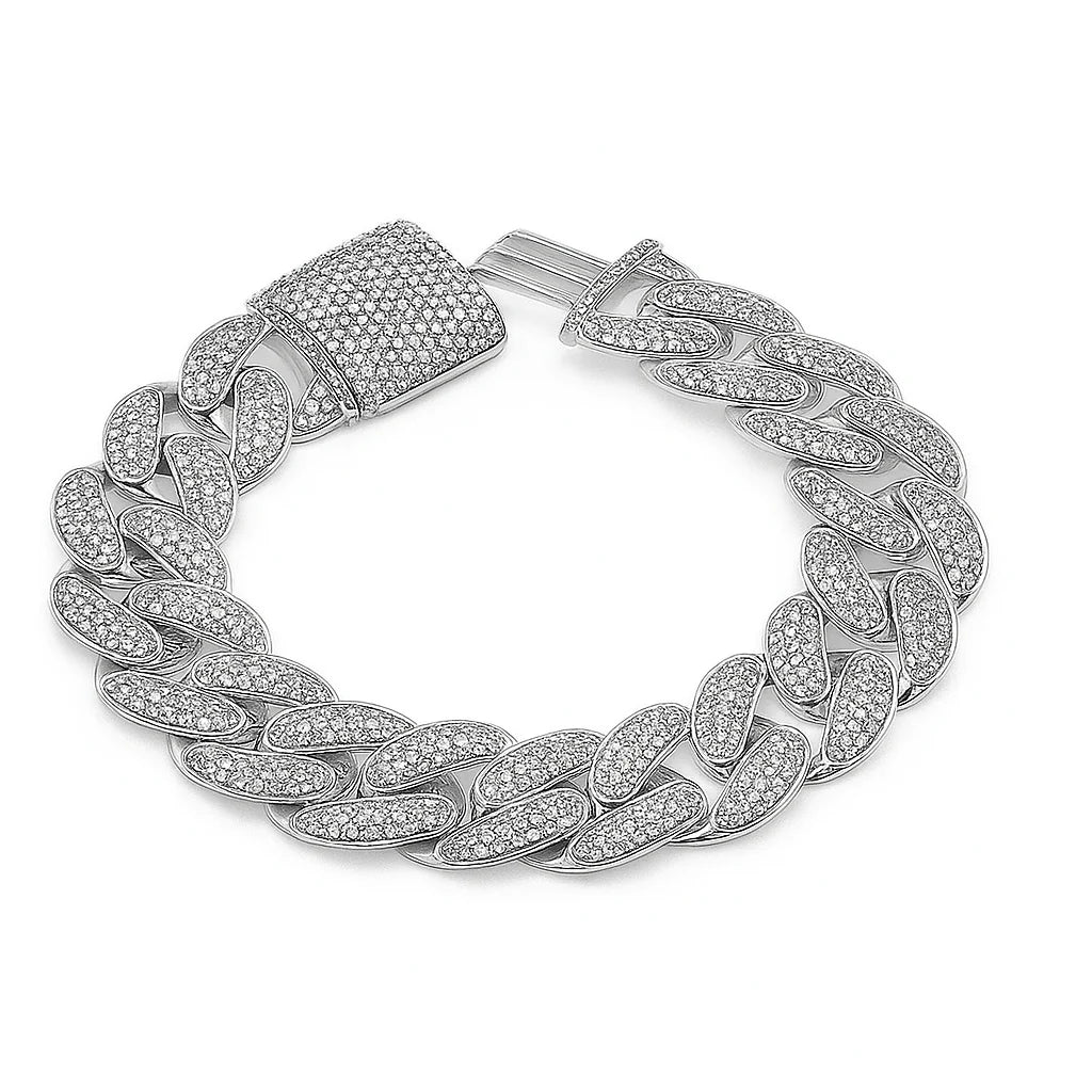 14K WHITE GOLD CUBAN BRACELET