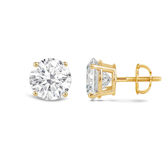 5MM - 7MM  GENUINE ROUND BRILLIANT MOISSANITE SOLITAIRE STUD EARRINGS (UNISEX)