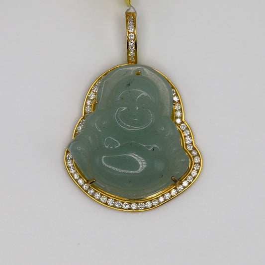 Jade Diamond Buddha Pendant