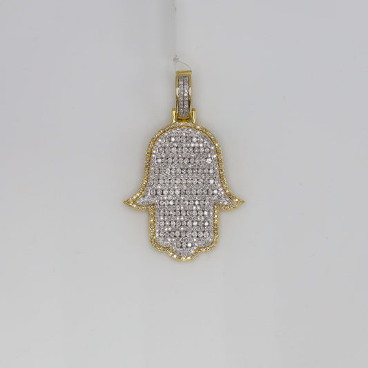Diamond Hamsa Hand Pendant