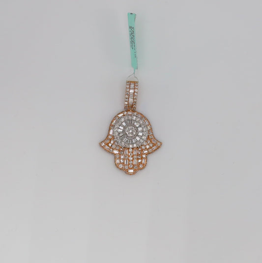 Diamond Hamsa Hand Pendant