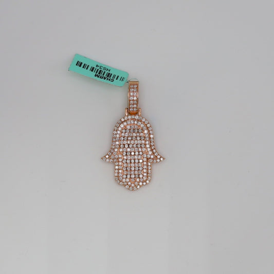 Diamond Hamsa Hand Pendant