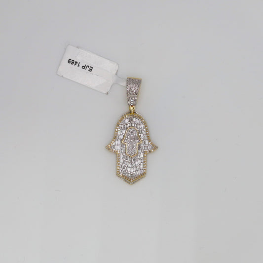 Diamond Hamsa Hand Pendant
