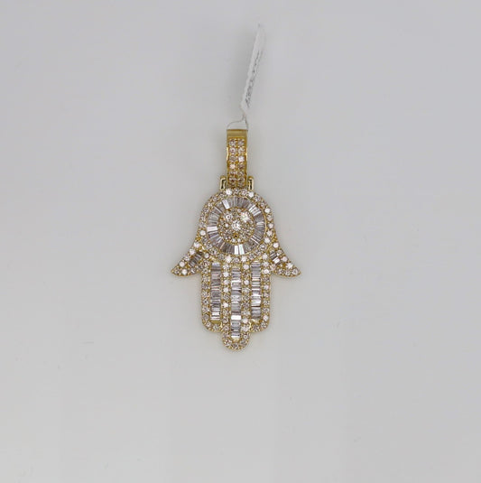 Diamond Hamsa Hand Pendant