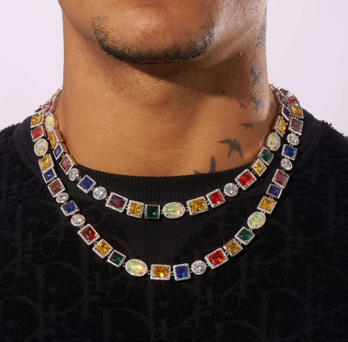 10 MM MULTI GEM VVS 1 MEN'S CHAIN