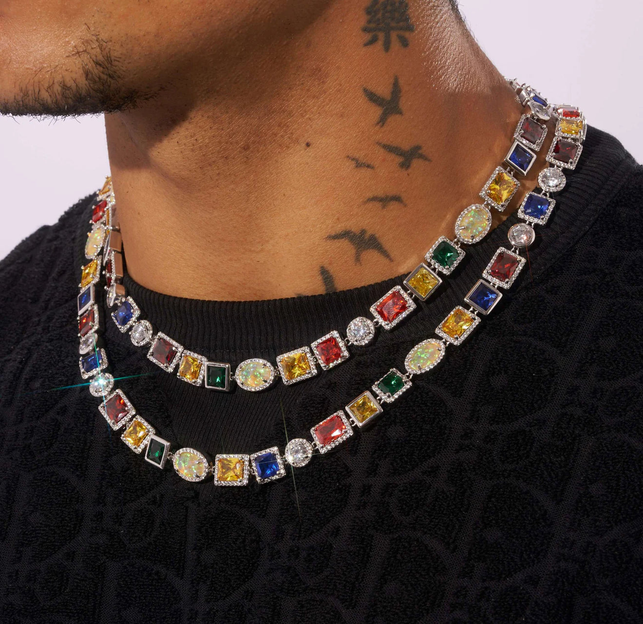 10 MM MULTI GEM VVS 1 MEN'S CHAIN