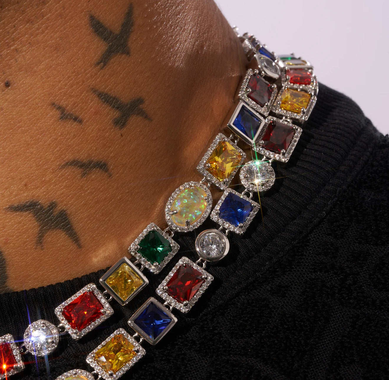 10 MM MULTI GEM VVS 1 MEN'S CHAIN