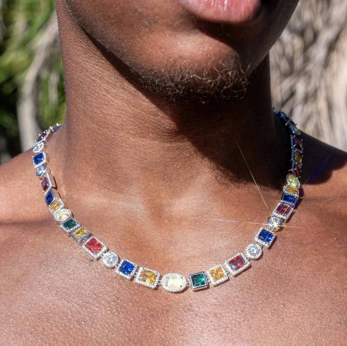 10 MM MULTI GEM VVS 1 MEN'S CHAIN