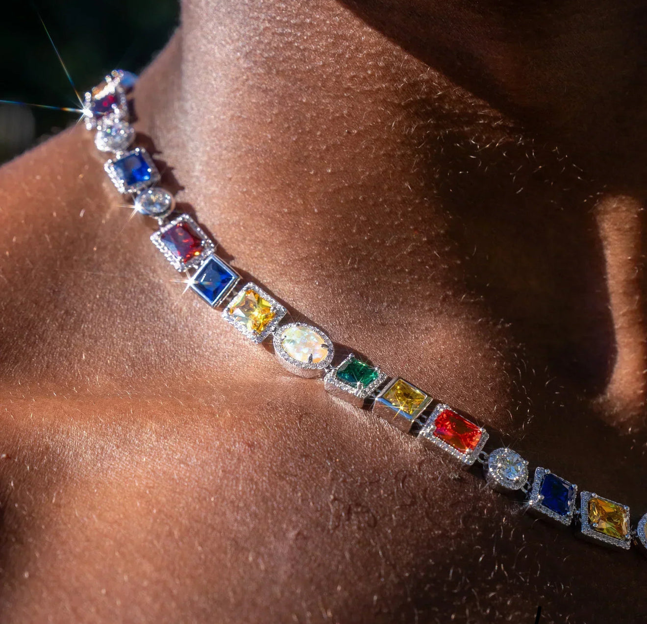 10 MM MULTI GEM VVS 1 MEN'S CHAIN