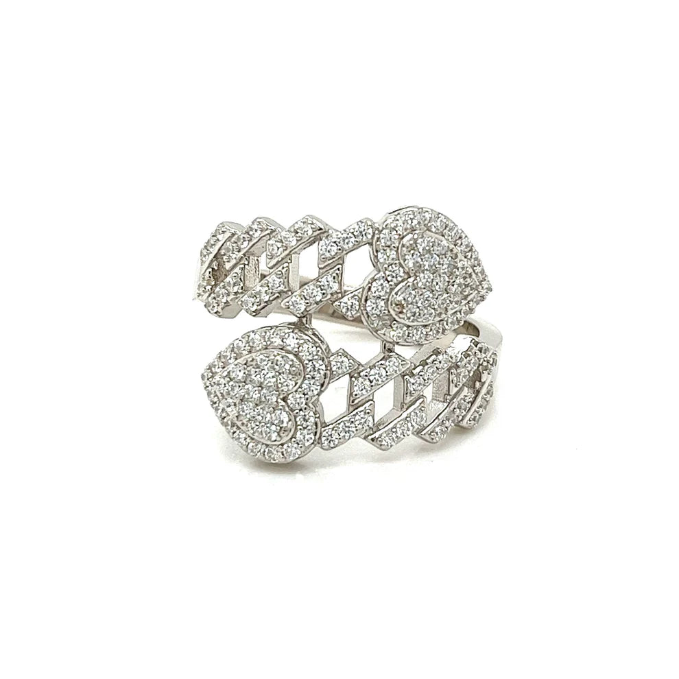 CUBAN LINK BANLE HEART RING