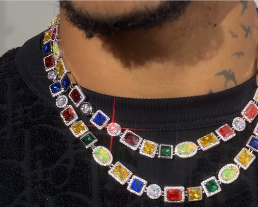 10 MM MULTI GEM VVS 1 MEN'S CHAIN