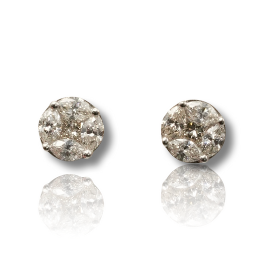 Princess and Oval Cluster Diamond Earring