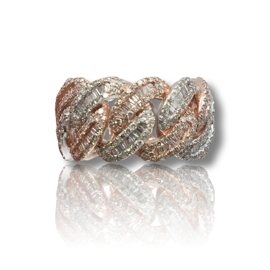 2 TONE ETERNITY CUBAN DIAMOND RING